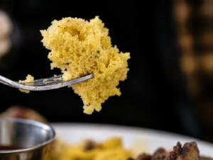 cornbread on a fork
